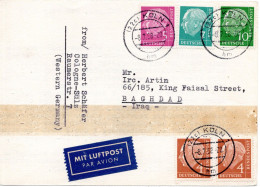 79605 - Bund - 1956 - 10Pfg Heuss I MiF A LpKte KOELN -> Irak - Covers & Documents