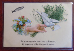Cpa Poisson D'avril - Ajout ( Voir Photo ) - Colombe - Main - 1907 - 1er Avril - Poisson D'avril