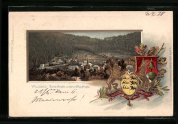 Passepartout-Lithographie Bad Wildbad, Kernerstrasse Und Obere Olgastrasse, Wappen  - Autres & Non Classés