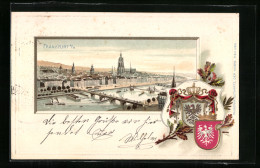 Passepartout-Lithographie Frankfurt /Main, Panorama Mit Den Mainbrücken, Wappen  - Autres & Non Classés
