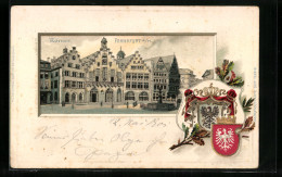 Passepartout-Lithographie Alt-Frankfurt, Römer Mit Brunnen, Wappen  - Other & Unclassified