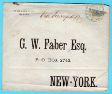 CUBA Colony Of Spain Cover With Bisect 1888 Habana To New York, USA (stamp With Corner Defect) - Kuba (1874-1898)