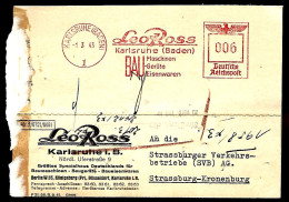 DEUTSCHES REICH - MARCOPHILIE EMA - EMPREINTE MACHINE - 1943 - LEO ROSS KARLSRUHE - Maschinenstempel (EMA)