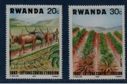 Rwanda, **, Yv 1099, 1100, Mi 1224, 1225, Lutte Contre L'érosion, Paillage, Billons, - Landbouw