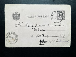 ENTIER POSTAL ROUMANIE 1889 GALAT POUR BUCURESCI - Enteros Postales