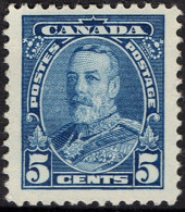 CANADA 1935 KGV 5c Blue SG345 MH With Side Gutter - Oblitérés