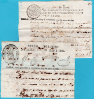 CUBA Colony Of Spain 2 Fiscal Documents 1820 / 21 Habana (some Damage By Ink Impression) - Kuba (1874-1898)