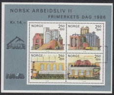 NORWEGEN Block 6, Postfrisch **, Tag Der Briefmarke; Das Norwegische Berufsleben (II) - Die Papierindustrie 1986 - Blocks & Kleinbögen