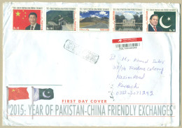 PAKISTAN POSTAL USED COVER PAISTAN CHINA Xi JUNGPING PRESIDENT PM FLAG KARAKORAM HIGHWAY - Pakistan