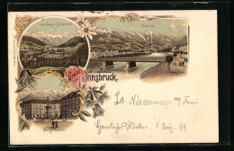 Lithographie Innsbruck, Margarethenplatz, Unterberg Mit Stefansbrücke, Innbrücke  - Autres & Non Classés