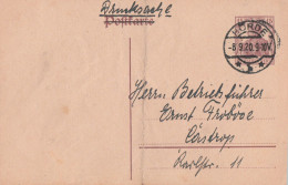 Deutsches Reich  Karte Mit Tagesstempel Hörde 1920 Stadt Dortmund Drucksache Nach Castrop - Brieven En Documenten