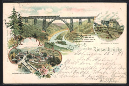 Lithographie Oberburg / Wupper, Brücke Mit Eisenbahn, Unterburg-Panorama  - Autres & Non Classés