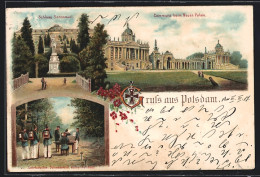 Lithographie Potsdam, Schloss Sanssouci, Neuer Palais, Lehrbatallion Am Schiessstand  - Potsdam
