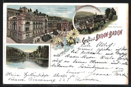 Lithographie Baden-Baden, Friedrichs- Und Augustabad, Waldsee  - Baden-Baden