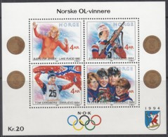 NORWEGEN Block 12, Postfrisch **, Olympische Winterspiele 1994, Lillehammer - Norwegische Olympiasieger, 1989 - Blocks & Sheetlets