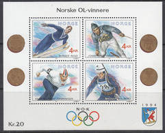 NORWEGEN  Block 16, Postfrisch **, Olympiasieger Lillehammer, 1991 - Blokken & Velletjes