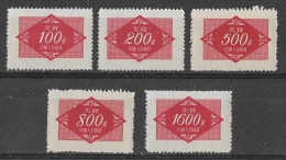 Chine  China** -1954 - Série Complète  Timbres Taxe Y&T N° 111 à 115 émis Neuf Sans Gomme - Postage Due