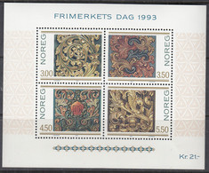 NORWEGEN Block 20, Postfrisch *, Tag Der Briefmarke, Holzschnitzkunst, 1993 - Blocs-feuillets