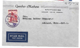 Venezuela 1939 HIGH VALUE STAMP Airmail Letter Maracaibo To Ashland USA - Venezuela