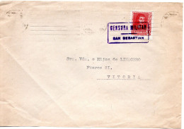 79617 - Spanien - 1939 - 30c EF A Bf (Klappe Fehlt) SAN SEBASTIAN -> Vitoria, M Militaer-Zensur - Lettres & Documents