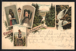 AK Schwarzwald, Ravenaschlucht, Titisee, Frauen In Schwarzwälder Tracht  - Costumi