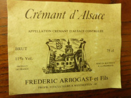 Vignoble FREDERIC ARBOGAST Et Fils - Crémant D'Alsace - WESTHOFFEN - Other & Unclassified