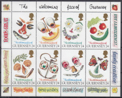 GUERNSEY  662-669, Kleinbogen, Postfrisch **, Lächelnde Gesichter Aus Landestypischen Produkten, 1995 - Guernesey