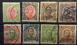 ISLAND ISLANDE 1920 - 1922  Christian X, 8 Timbres Yvert No 82,84,87,89,92,95,106,107, Obl TB - Used Stamps