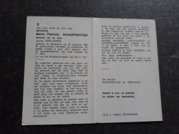 Maria Thérèsia Schaepdryver ° Meetkerke 1883 + Zuienkerke 1971 X Julius Verlinden - Todesanzeige