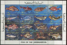 Jamahiriya:Unused Stamps Sheet Fish Of The Jamahiriya, 1983, MNH - Poissons
