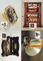 Suisse - Boîtes à Musique CM 1513/1516 (année 1996) - Cartoline Maximum