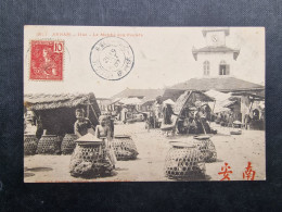 CP ANNAM INDOCHINE VIETNAM (V2405) HUE (2 Vues) Le Marché Aux Poulets 1907 - Vietnam