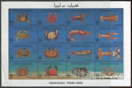 Jamahiriya:Unused Stamps Sheet Crustaceas, Crawfishes, Crabs, MNH - Schaaldieren