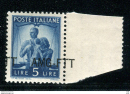 Trieste A - Democratica Lire 5  Varietà Soprastampa Spostata - Mint/hinged