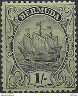 1934 Bermuda 1s. Brownish Black Yellow Green MNH SG N. 87a - Other & Unclassified