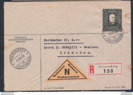 1938 Liechtenstein , Zumstein N° 142 , II° Giorno D'uso,  3 Franchi Azz. Viole - Andere & Zonder Classificatie