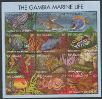 Gambia:Unused Stamps Sheet Fishes, Turtle, Shark, Octopussy, Seahorses, 1995, MNH - Vie Marine
