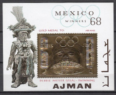 Olympia1968:  Ajman  Goldblock **, M.Aufdr. - Sommer 1968: Mexico