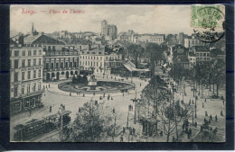 12667 - Liège - Place Du Théatre - Belle Animation Avec Tram - Hotel Britisch Tavern - Lüttich