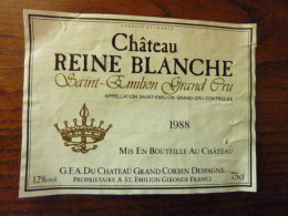 SAINT EMILION GRAND CRU - Château REINE BLANCHE 1988 - G.F.A. Du Château Grand Corbin D'Espagne - Bordeaux