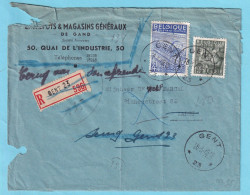 L Mag. Gén. 50 Quai De L'industrie RECOMMANDE Agence GENT 23 étoiles  26 III 1949 Vers AALST + Terug Naar Afzender  - Postmarks With Stars