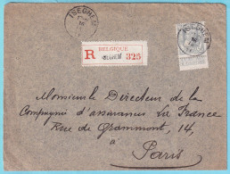 L Recommandé Grosse Barbe TP 78 Avec Bandelette Obl ISEGHEM 16 IX 1911 Vers Paris (cfr Verso) COB 100 Euros  - 1905 Thick Beard