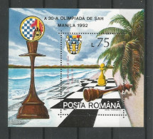 Romania 1992 Chess S/S Y.T. BF 218  ** - Blokken & Velletjes