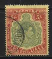 Bermuda (B22) 1938 King George VI Portrait. 5s. Green & Red On Yellow. Used. Hinged. - Bermuda