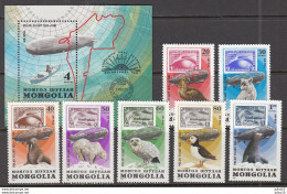 MONGOLIA Birds Animals Stamp On Stamp 1981 Mi 1336-1343 Bl 67 MNH (**)  #Fauna901 - Altri & Non Classificati