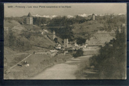 14014 Fribourg - Les Deux Ponts Suspedus Et Le Alpes - Otros & Sin Clasificación