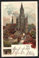 Lithographie Konstanz, Teilansicht Mit Münster  - Konstanz