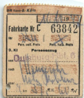 Köln - Fahrkarte Eisenbahn - Treinen