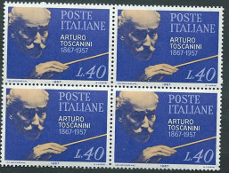 Italia 1967; Centenario Nascita Di Arturo Toscanini. Quartina. - 1961-70: Mint/hinged
