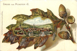 Gruss Aus Münster Im Elsass - Litho - Munster